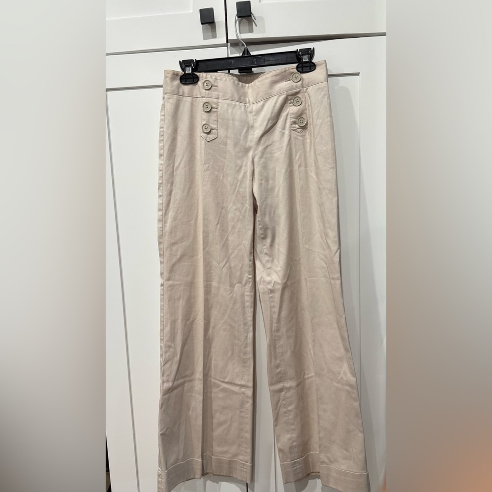 Express Beige Mid Rise Wide-Leg Pants